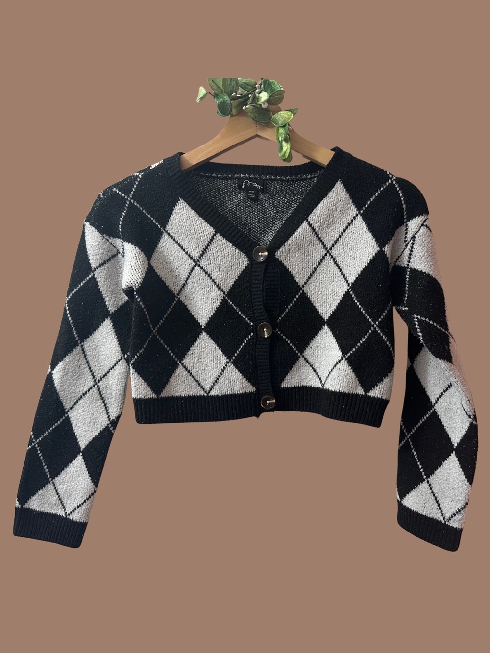 ART CLASS Argyle Cardigan SIZE MEDIUM (GIRLS) Preppy Classic Layered 2 4 US Crop